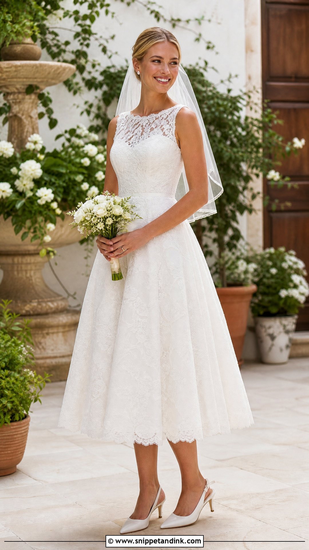Simple Tea Length Lace Wedding Dress - Snippet and Ink - 20 Simple Lace Wedding Dresses