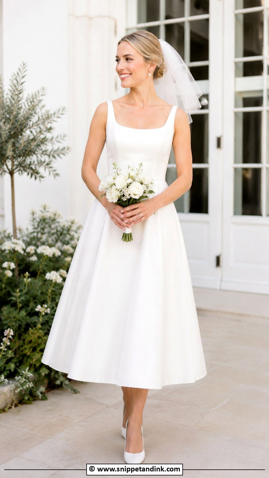 Simple Tea Length Wedding Gown - Snippet and Ink - 30 Simple Wedding Gowns