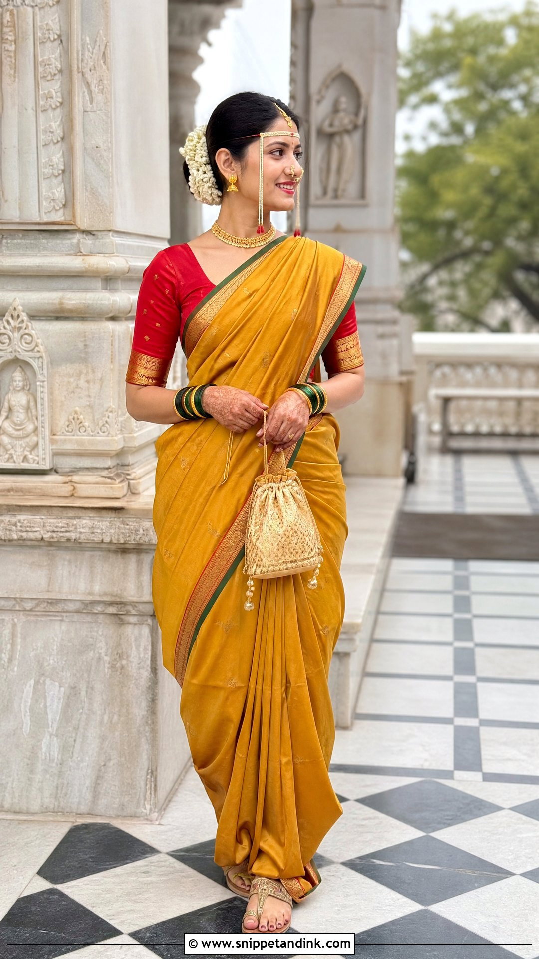 Simple Temple Wedding Marathi Bride Look - Snippet and Ink - 20 Simple Marathi Bride Look Ideas