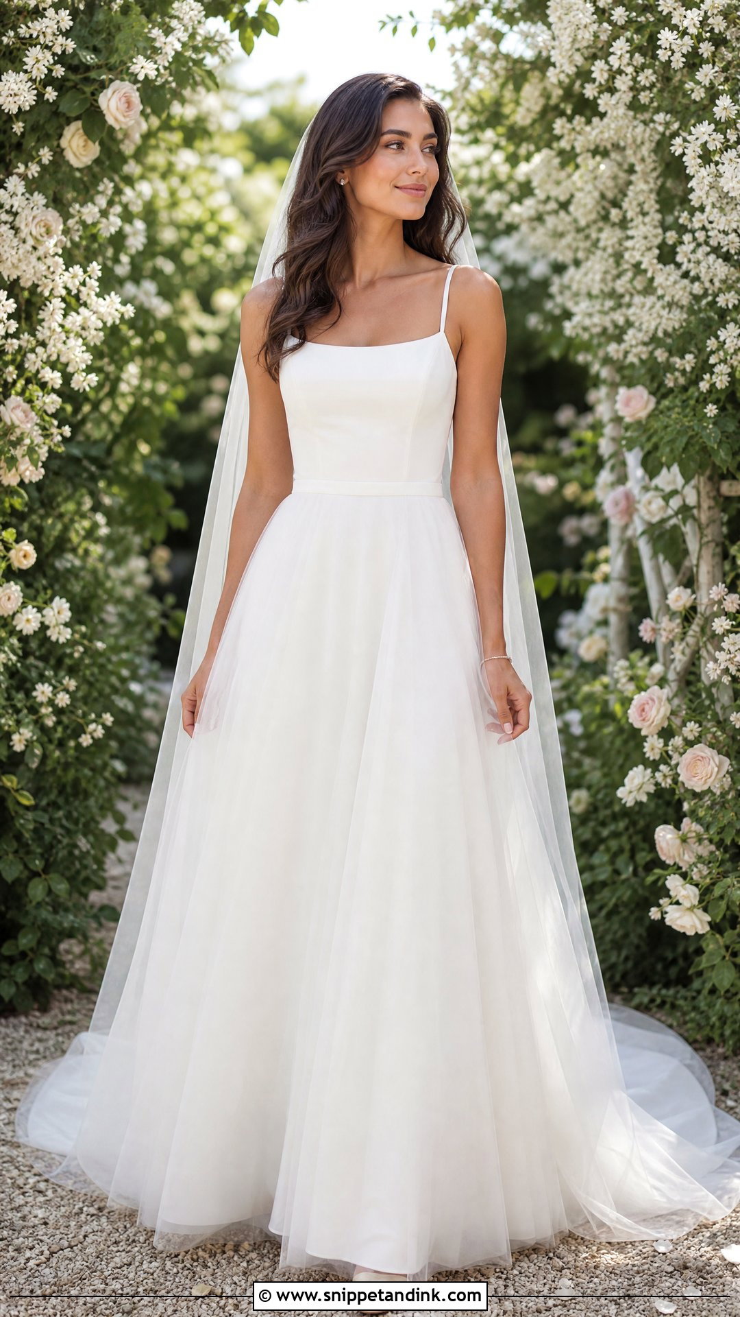 Simple Tulle A Line Wedding Dress With Minimal Jewelry - Snippet and Ink - 25 Simple a Line Wedding Dress Ideas