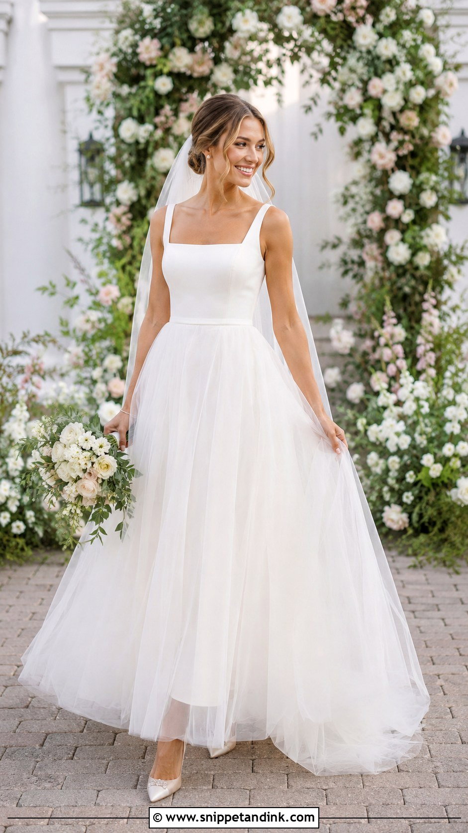 Simple Tulle Bridal Dress With Pointed Heels - Snippet and Ink - 25 Simple Bridal Dress Ideas