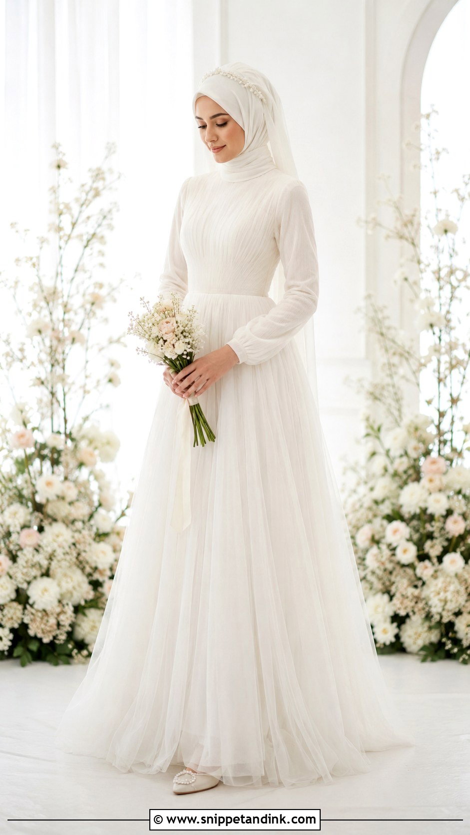 Simple Tulle Hijab Wedding Dress - Snippet and Ink - 25 Simple Hijab Wedding Dresses