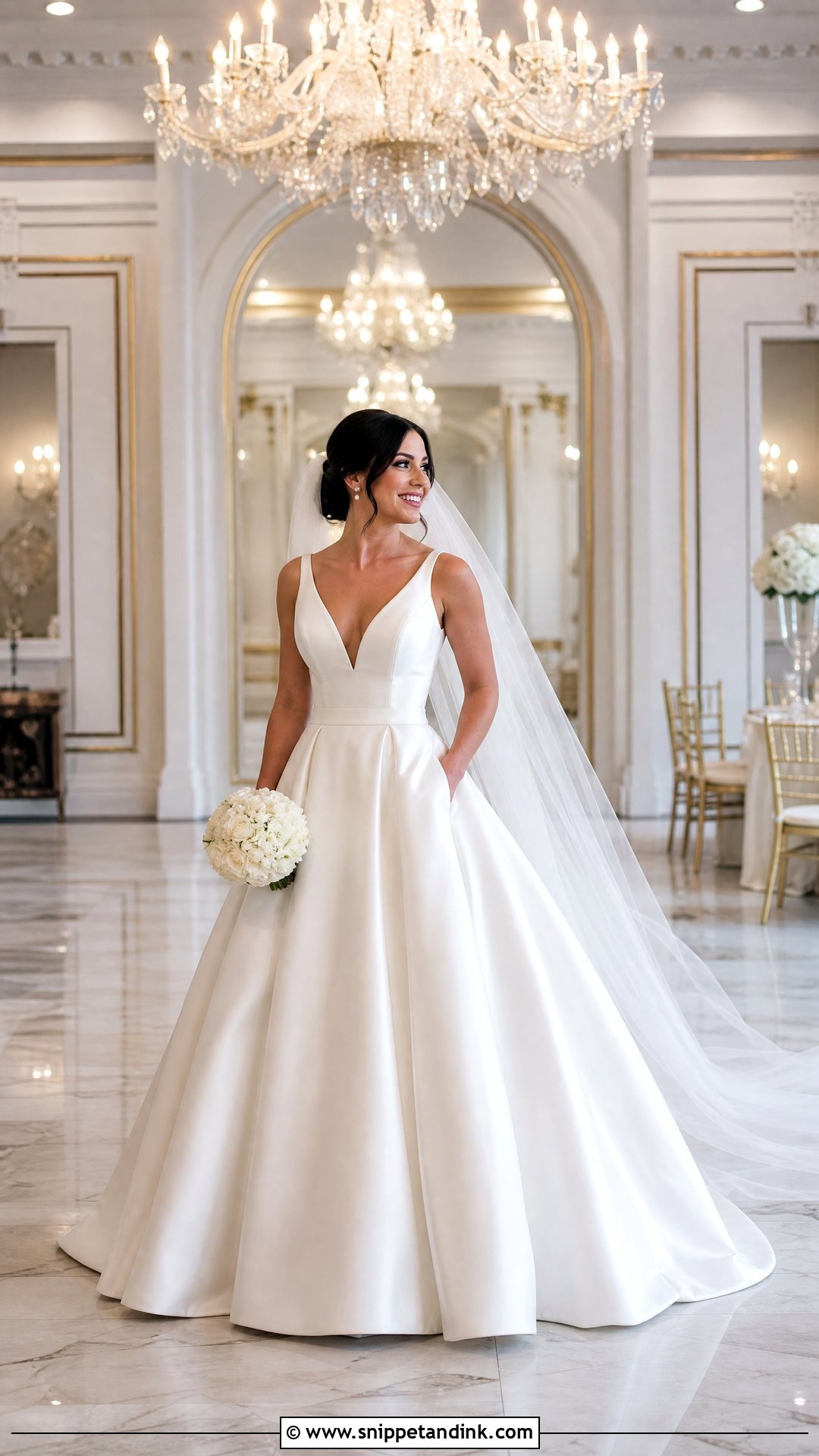 Simple V Neck Ball Gown Wedding Dress - Snippet and Ink - 20 Simple V Neck Wedding Dress Ideas
