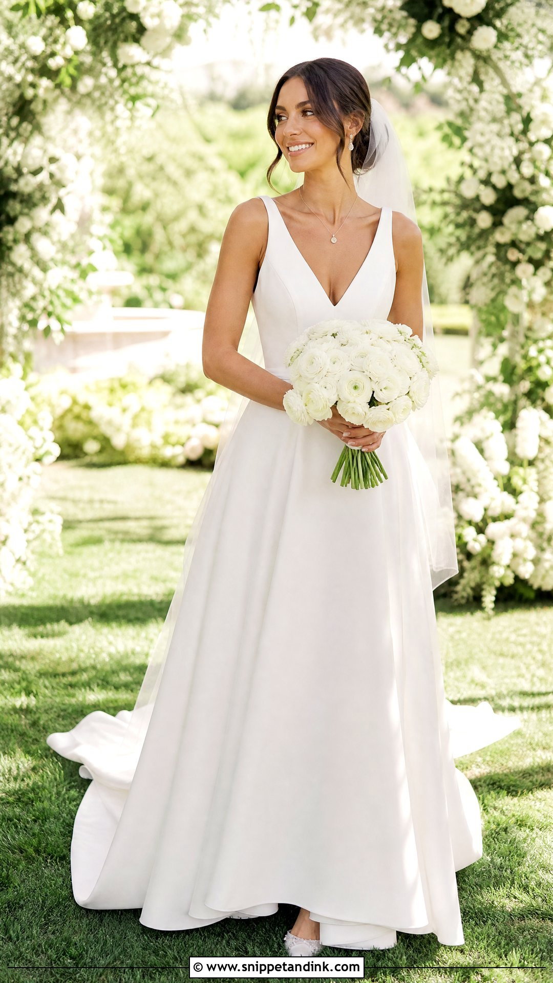 Simple V Neck Bridal Gown - Snippet and Ink - 20 Simple Bridal Gowns