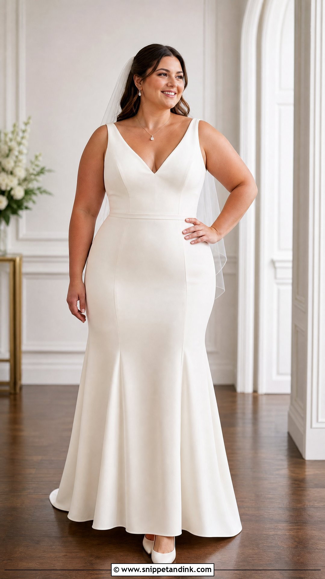 Simple V Neck Crepe Wedding Dress - Snippet and Ink - 25 Simple Fitted Wedding Dress Ideas
