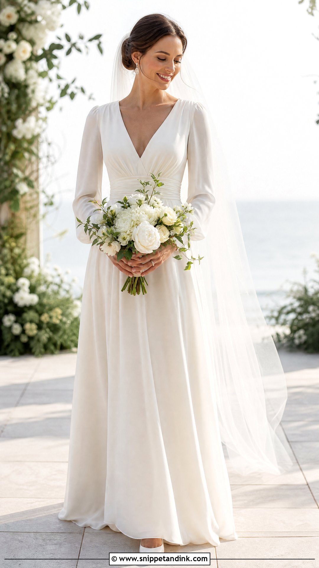 Simple V Neck Long Sleeve Wedding Dress - Snippet and Ink - 20 Wedding Dresses Simple Long Sleeve