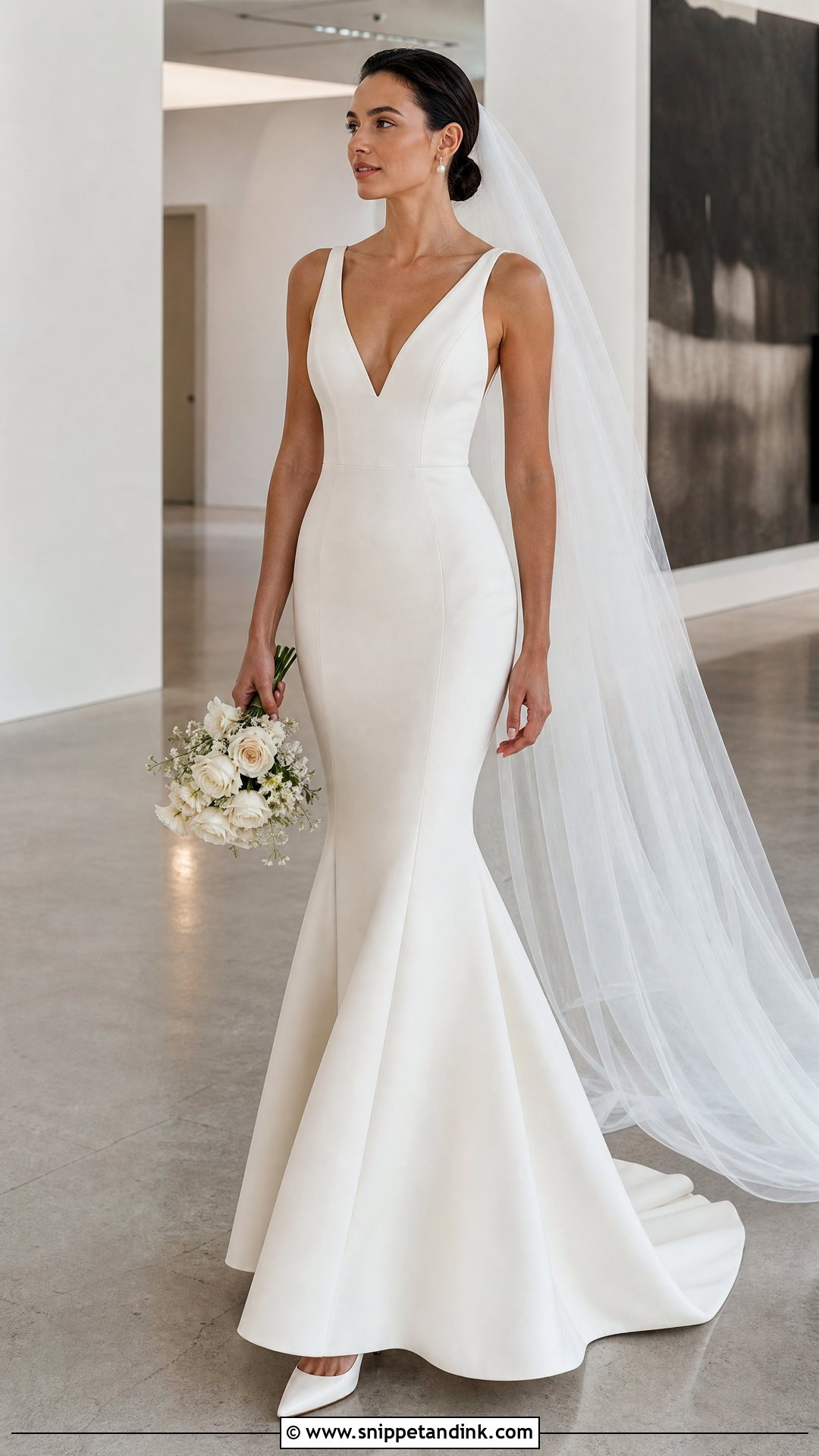 Simple V Neck Mermaid Wedding Dress - Snippet and Ink - 20 V Neck Mermaid Wedding Dress Ideas