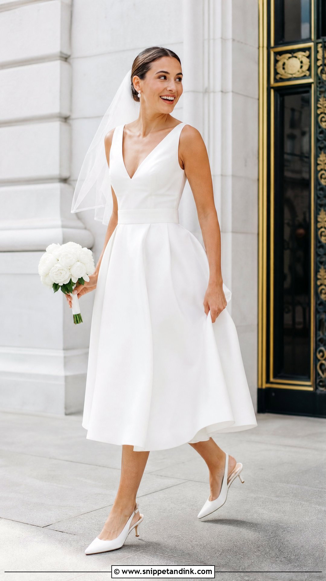 Simple V Neck Tea Length Wedding Dress - Snippet and Ink - 20 Simple V Neck Wedding Dress Ideas
