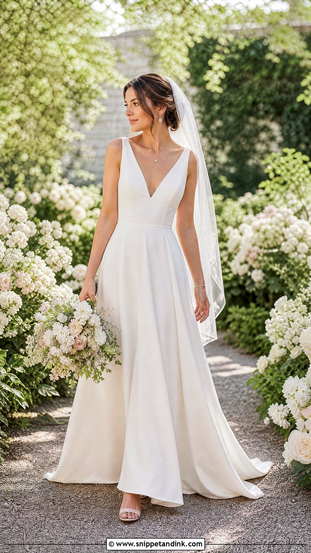 Simple V Neck Wedding Dress - Snippet and Ink - 25 Basic Wedding Dresses