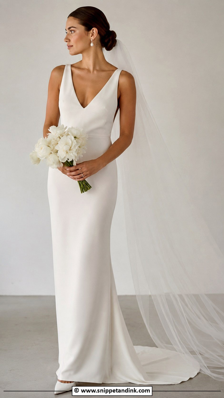 Simple V Neck Wedding Dress - Snippet and Ink - 30 V Neck Wedding Dress Ideas