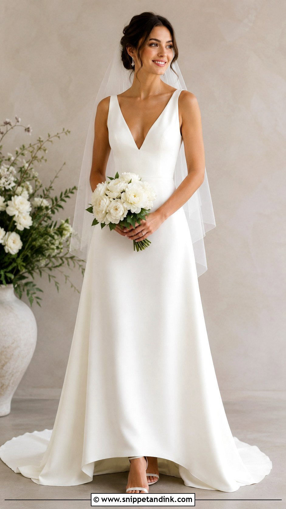 Simple V Neck Wedding Gown - Snippet and Ink - 25 Simple Wedding Gown Ideas