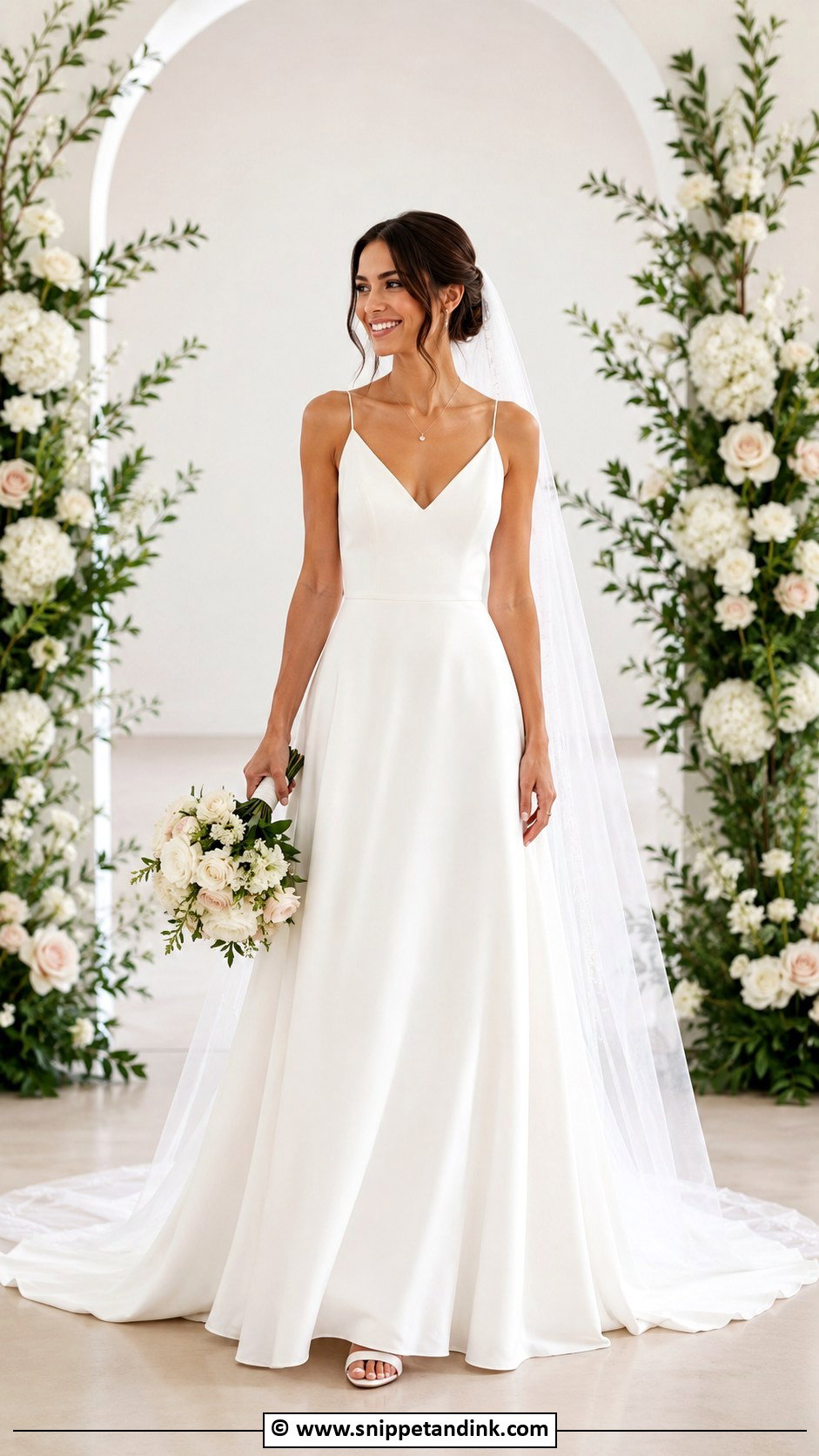 Simple V Neck Wedding Gown - Snippet and Ink - 30 Simple Wedding Gowns