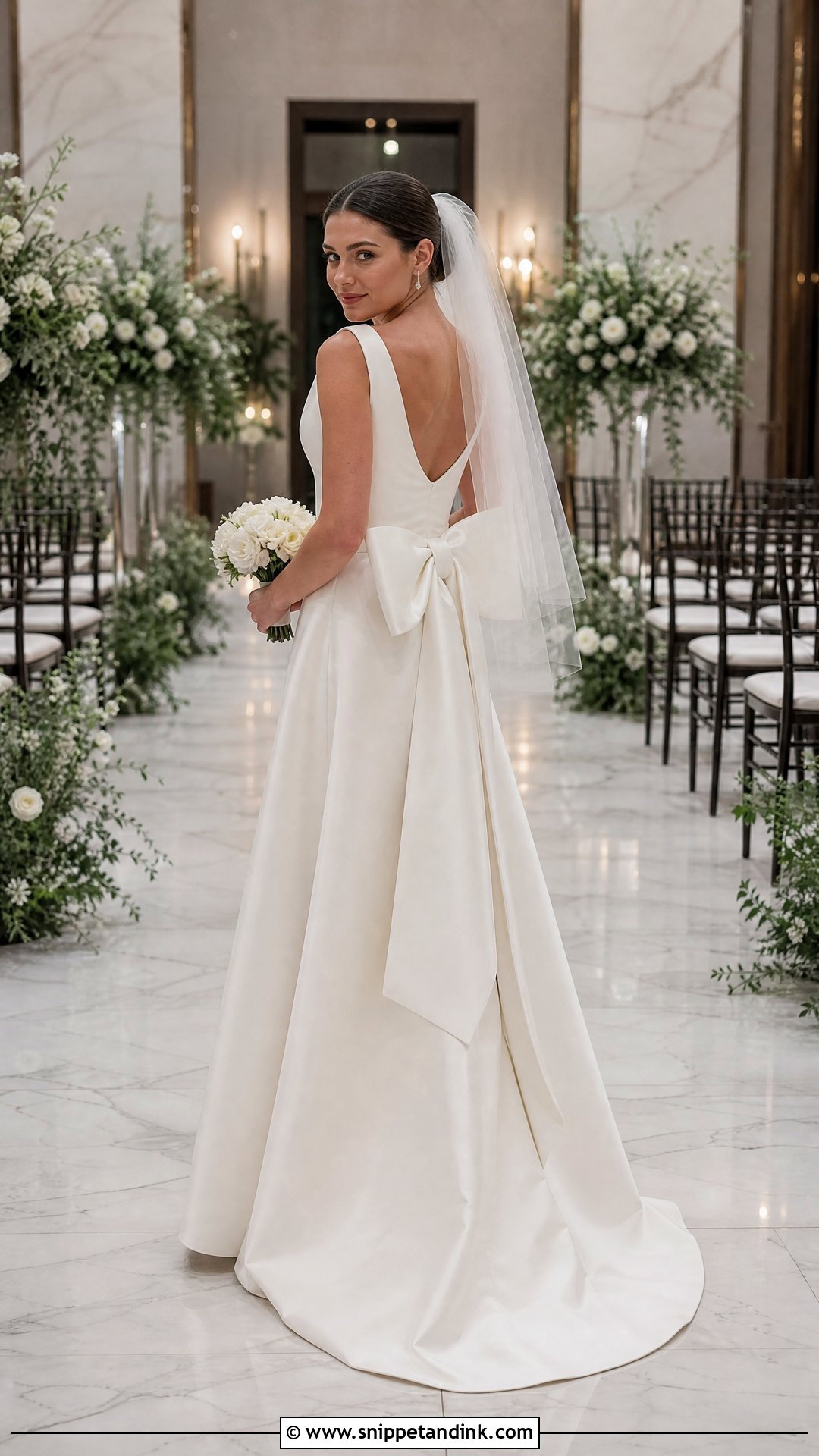 Simple Wedding Dress With Bow - Snippet and Ink - 20 Simple Dream Wedding Dresses