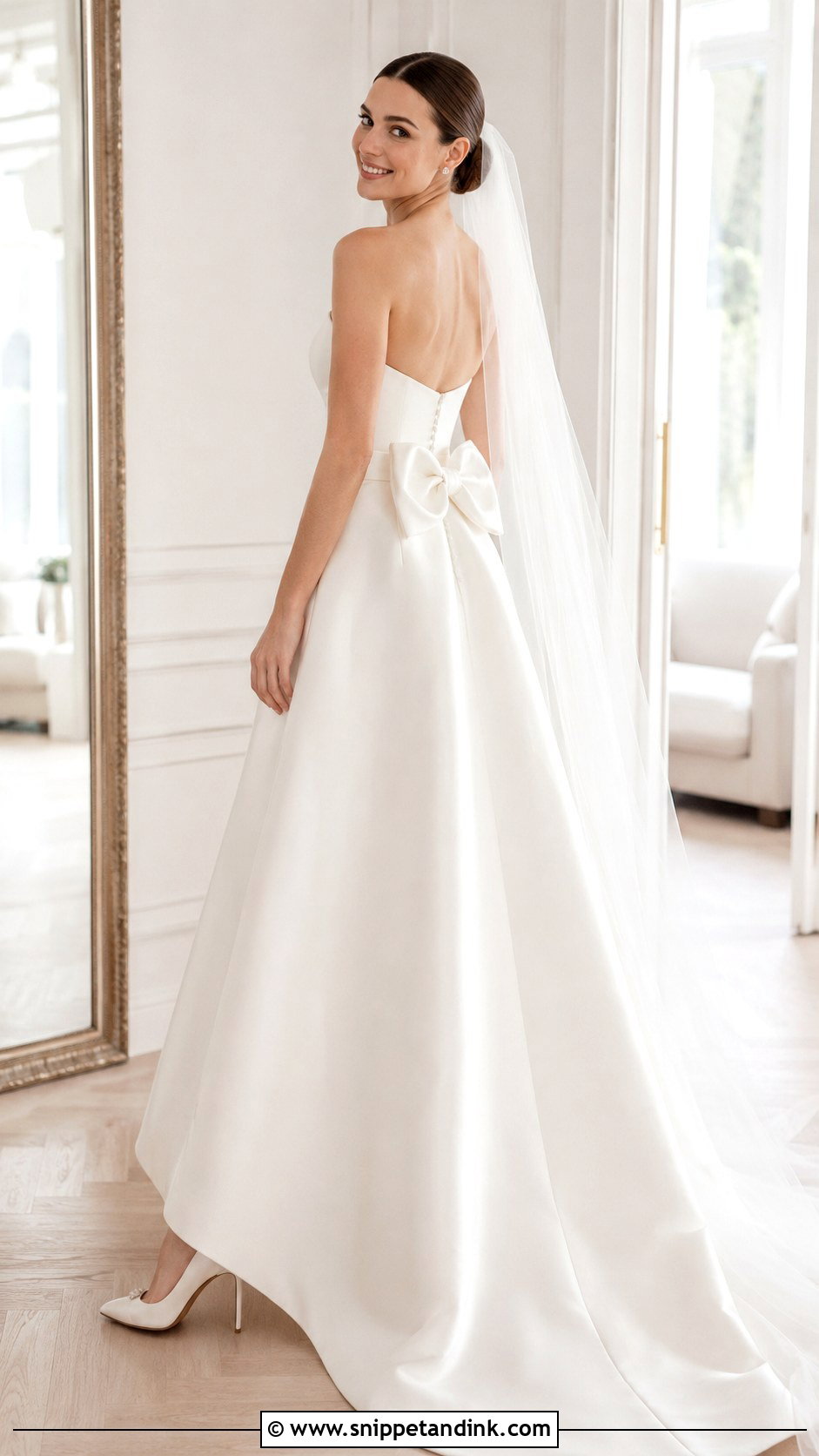 Simple Wedding Dress With Bow - Snippet and Ink - 25 Classic Minimalist Wedding Dress Ideas