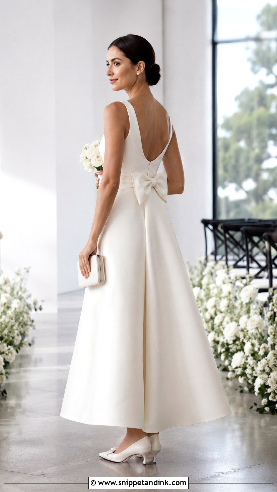 Simple Wedding Dress With Bow And Kitten Heels - Snippet and Ink - 20 Very Simple Wedding Dress Ideas