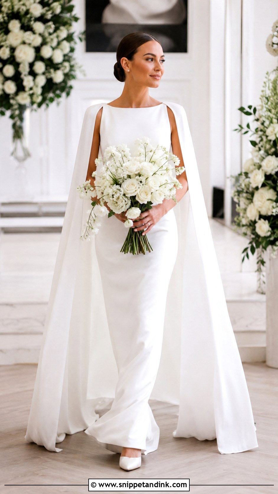 Simple Wedding Dress With Cape And Pumps - Snippet and Ink - 20 Very Simple Wedding Dress Ideas