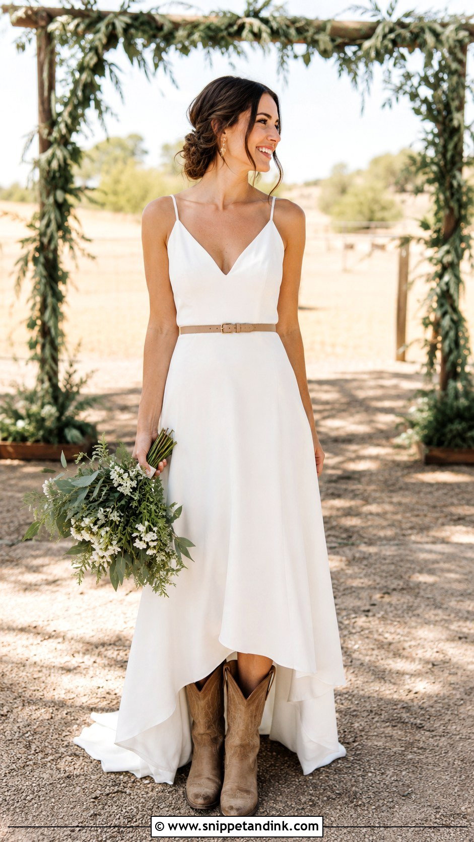 Simple Wedding Dress With Cowboy Boots - Snippet and Ink - 25 Country Wedding Dresses with Boots