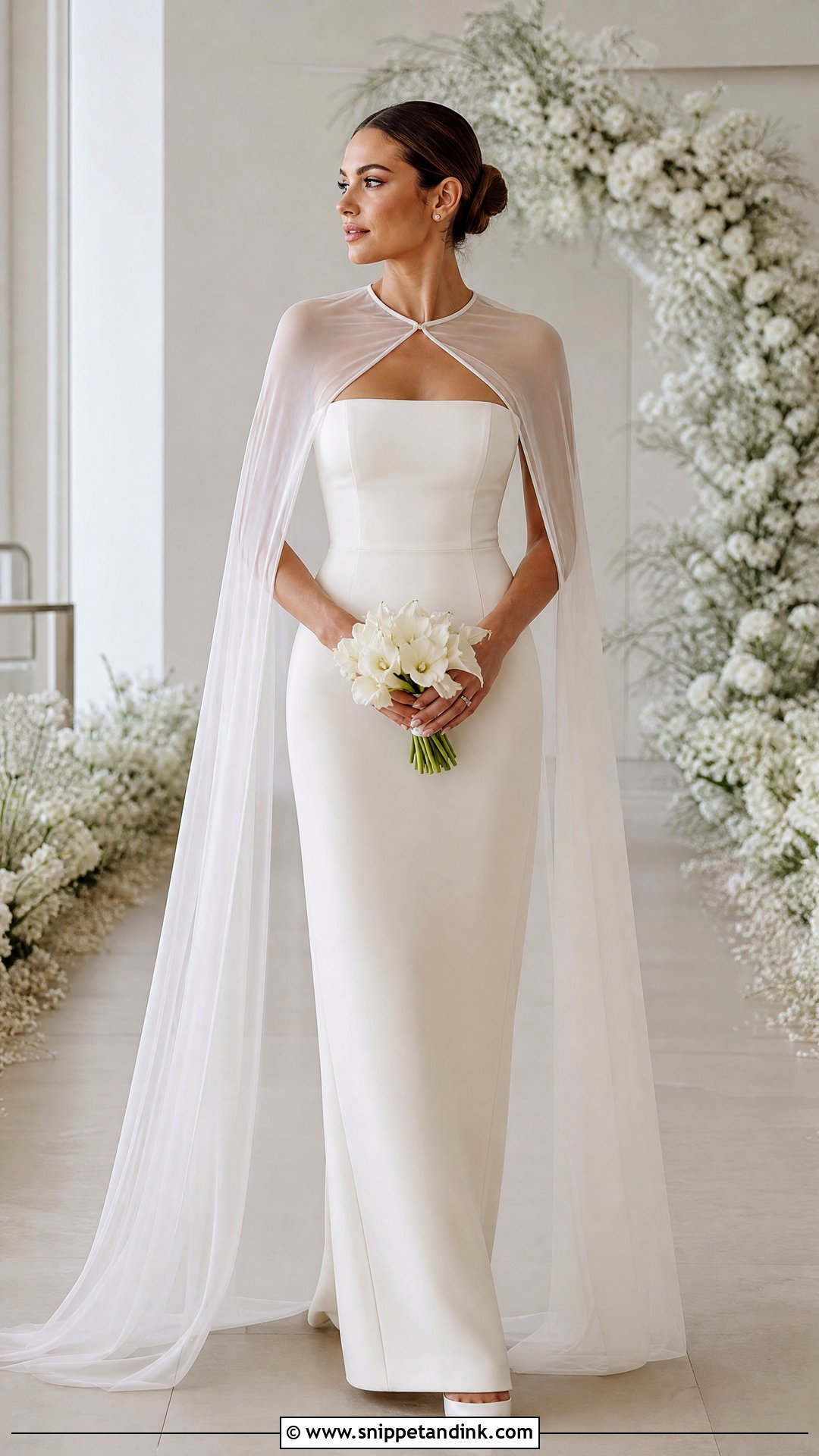 Simple Wedding Dress With Detachable Cape - Snippet and Ink - 20 Simple Dream Wedding Dresses