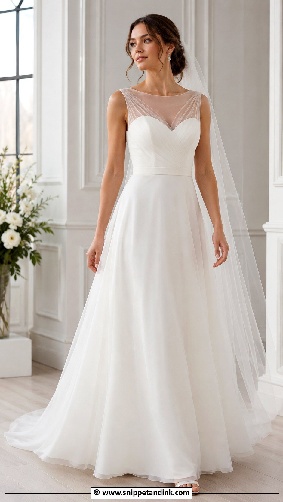 Simple Wedding Dress With Illusion Neckline - Snippet and Ink - 35 Simple Elegant Wedding Dress Ideas