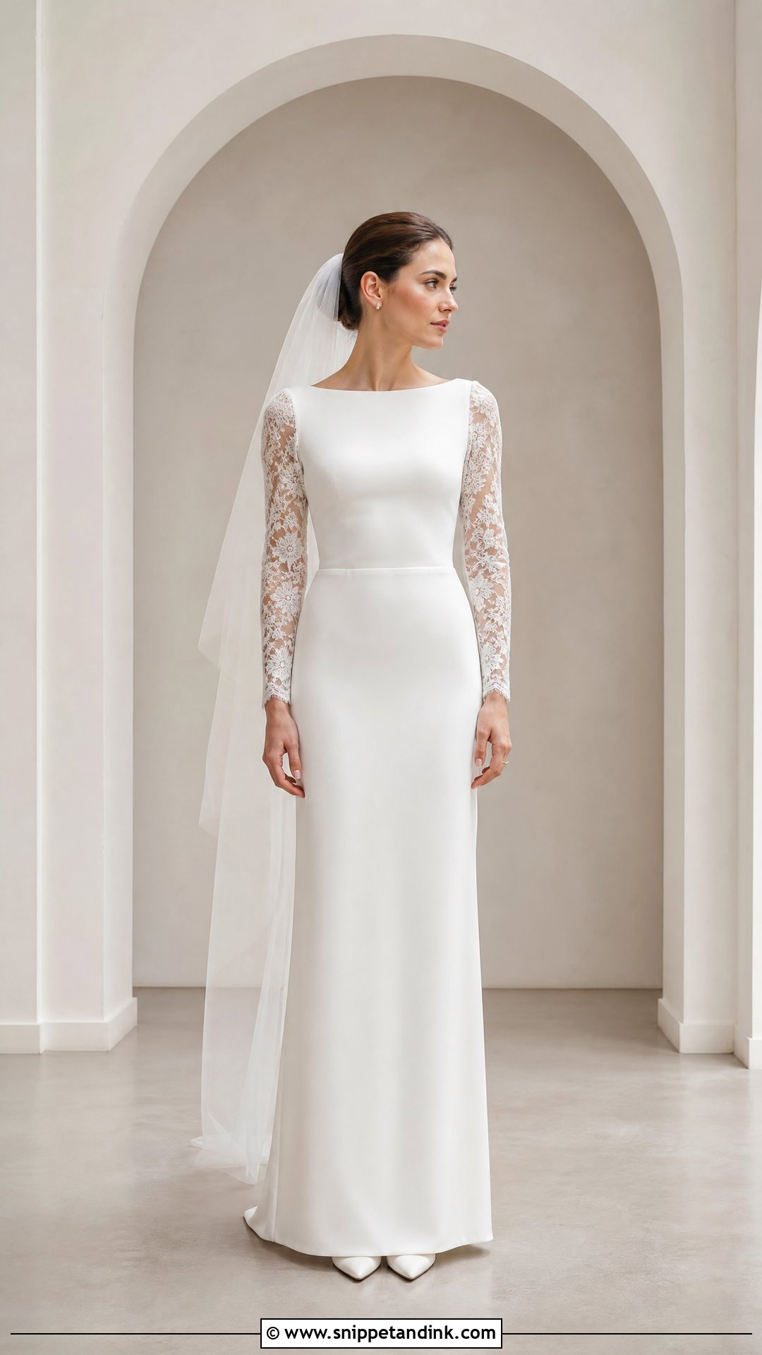 Simple Wedding Dress With Lace Sleeves - Snippet and Ink - 20 Wedding Dresses with Lace Sleeves