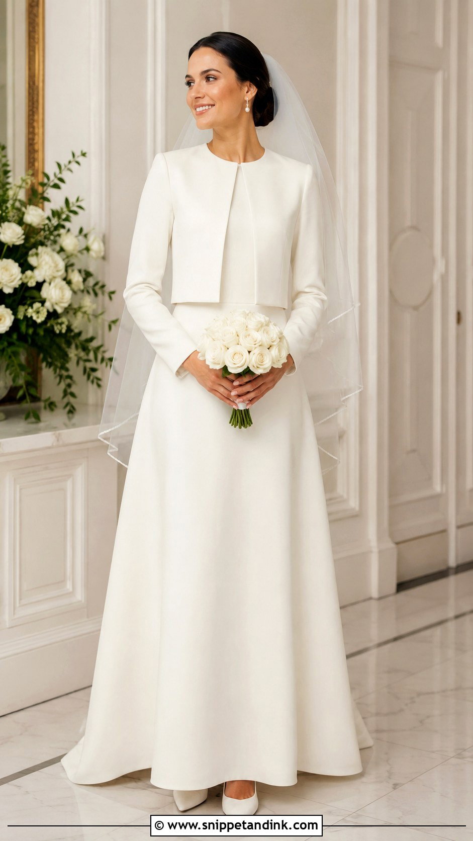 Simple Wedding Dress With Matching Bridal Jacket - Snippet and Ink - 20 Modest Simple Wedding Dress Ideas
