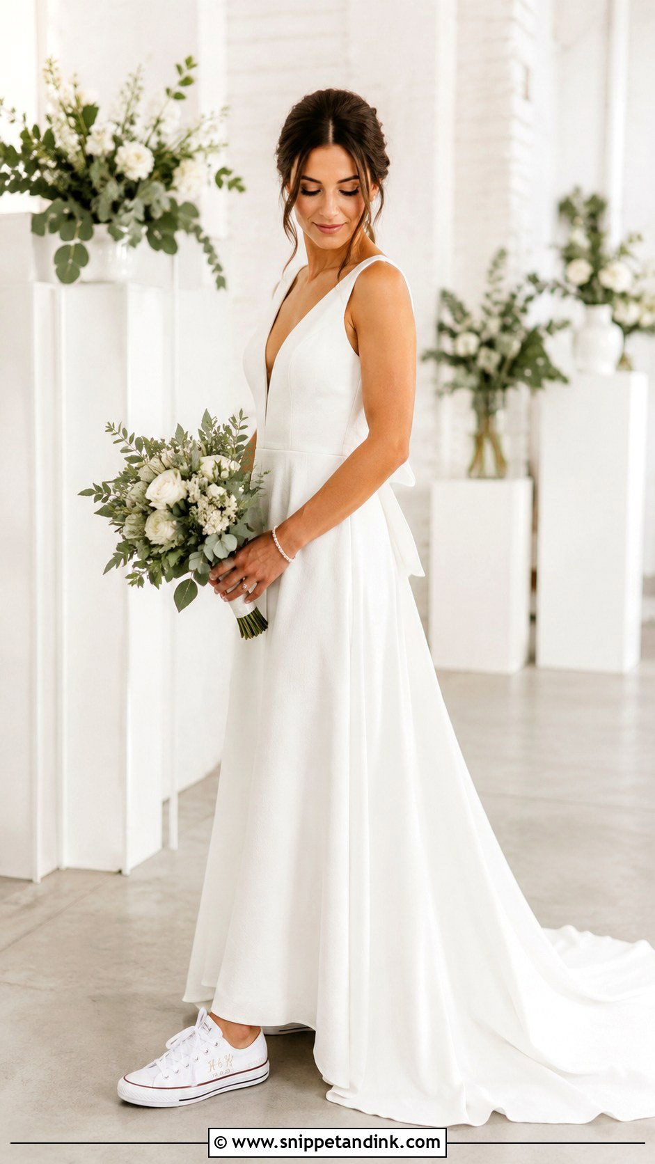 Simple Wedding Dress With Personalized Converse - Snippet and Ink - 20 Wedding Dress with Converse Ideas
