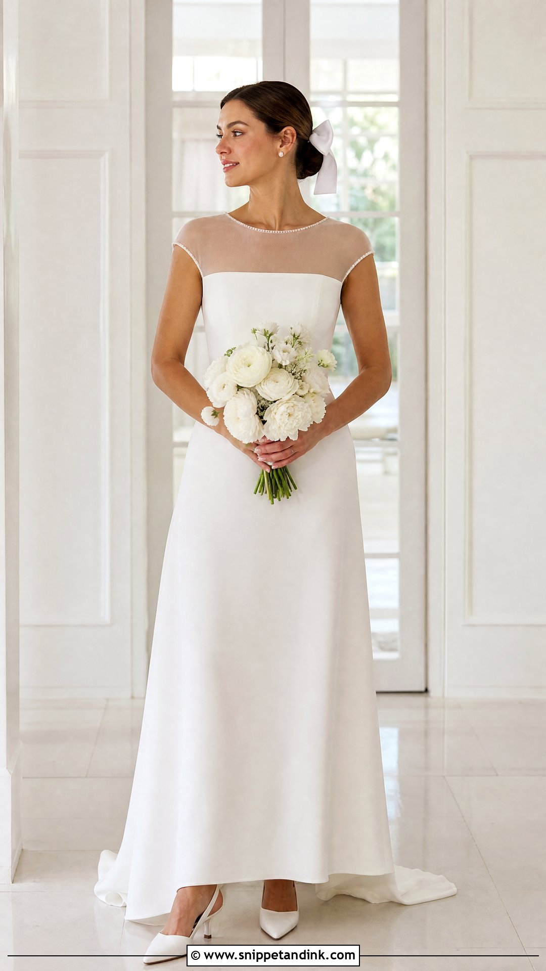 Simple Wedding Dress With Sheer Cap Sleeves - Snippet and Ink - 20 Wedding Dress with Sheer Sleeves