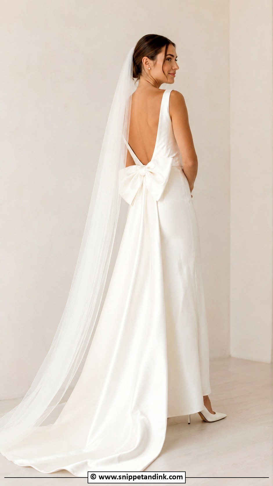 Simple Wedding Gown With Bow - Snippet and Ink - 25 Minimalist Wedding Gown Ideas