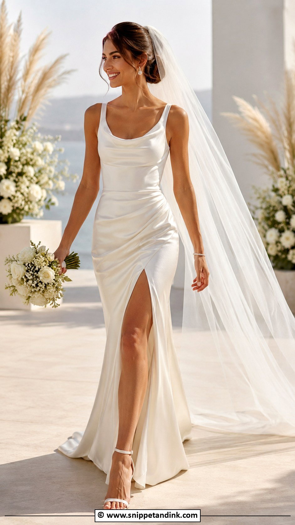 Simple Wedding Gown With Slit - Snippet and Ink - 25 Minimalist Wedding Gown Ideas