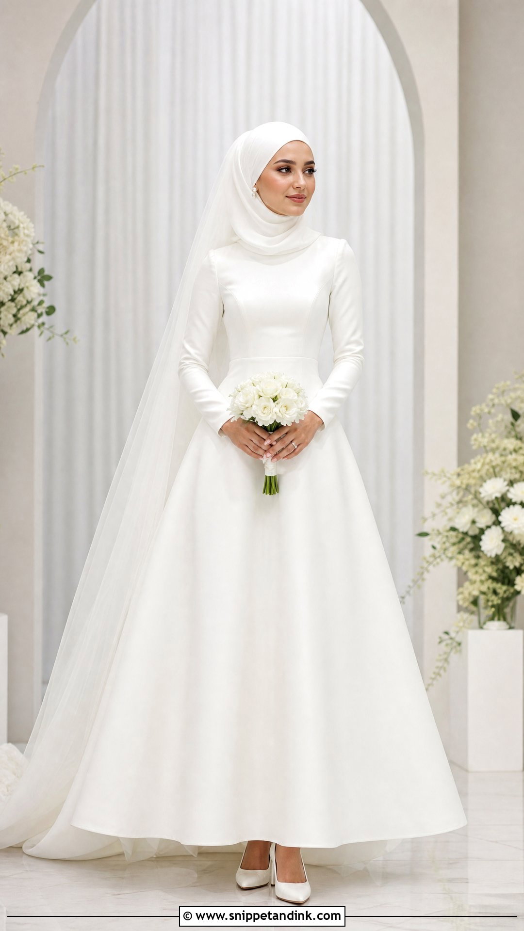 Simple White A Line Wedding Dress Hijab - Snippet and Ink - 25 Simple Wedding Dress Hijab Ideas