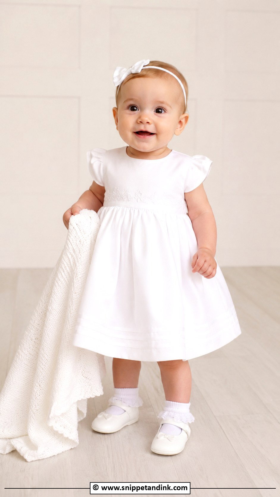Simple White Baptism Dress With Soft Shoes - Snippet and Ink - 25 Baby Girl Baptism Dress Ideas