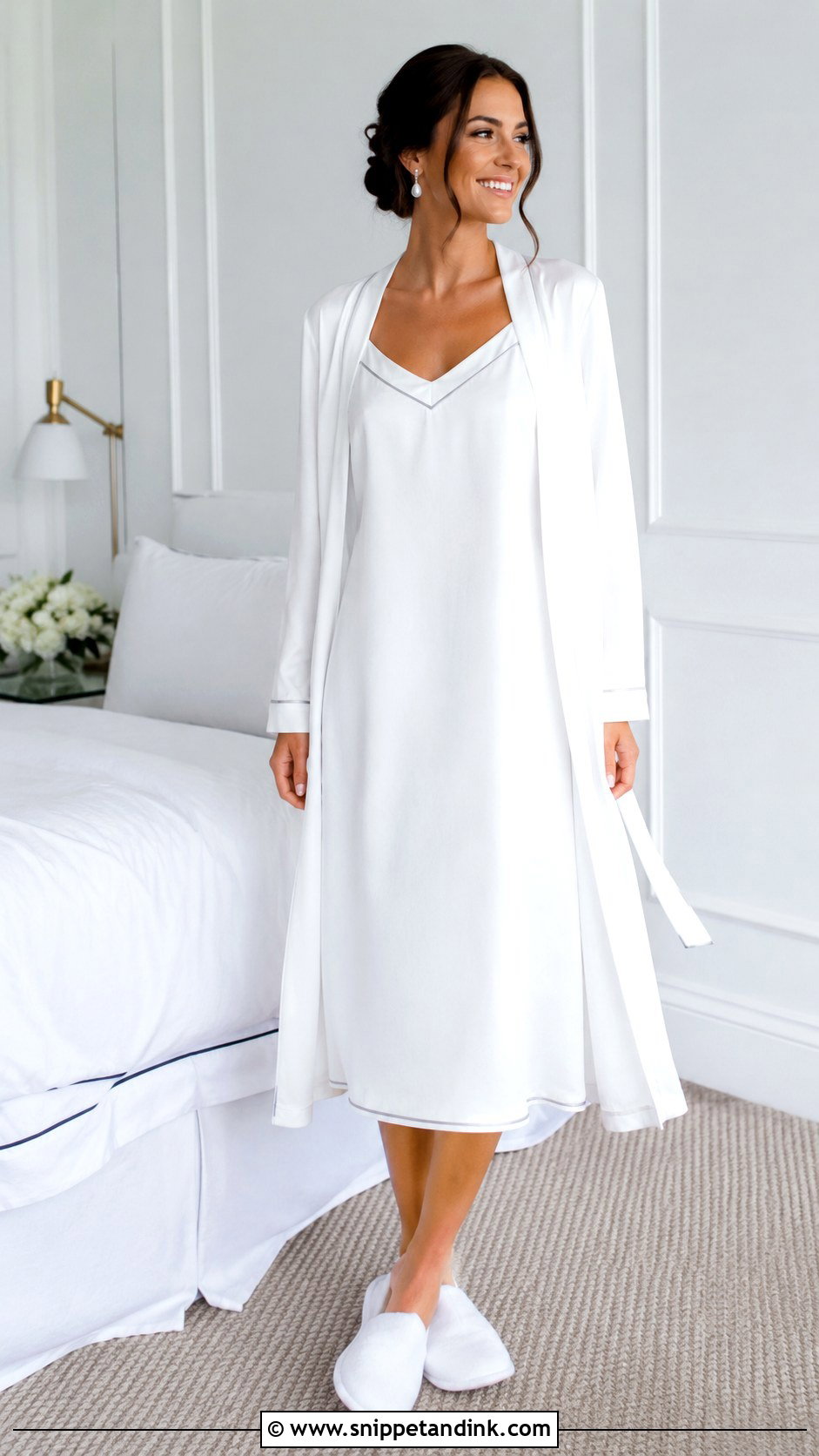 Simple White Bridal Night Dress - Snippet and Ink - 30 First Night Dress for Bride Ideas