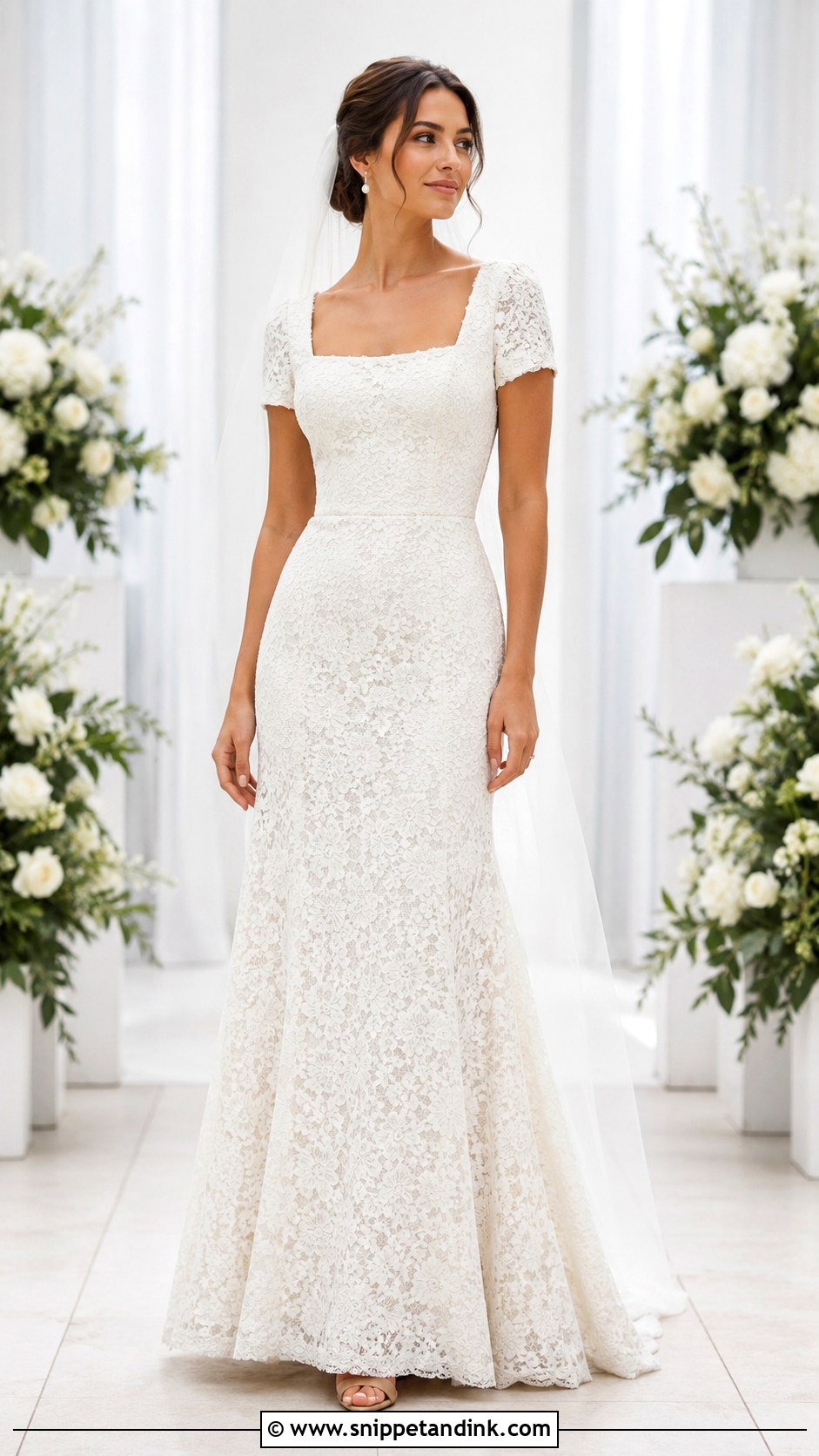 Simple White Lace Gown - Snippet and Ink - 20 Simple Lace Gown Ideas