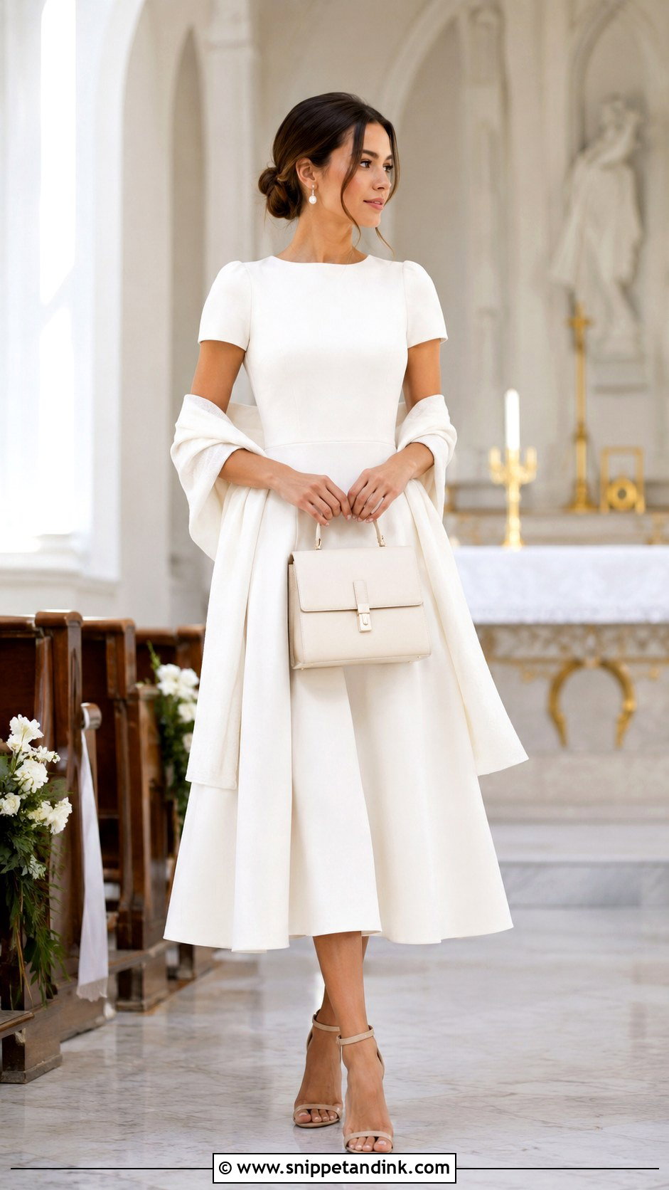 Simple White Midi Convalidation Dress - Snippet and Ink - 20 Convalidation Ceremony Dress Ideas