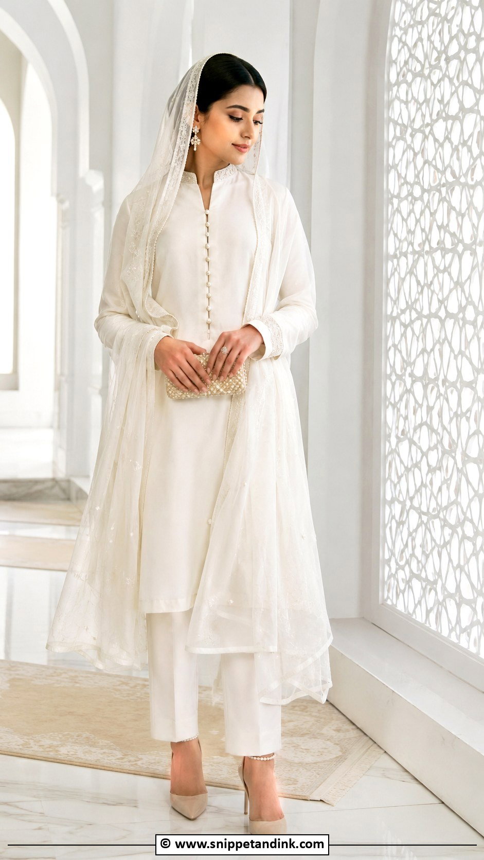 Simple White Nikah Suit - Snippet and Ink - 35 Nikah Dress Ideas
