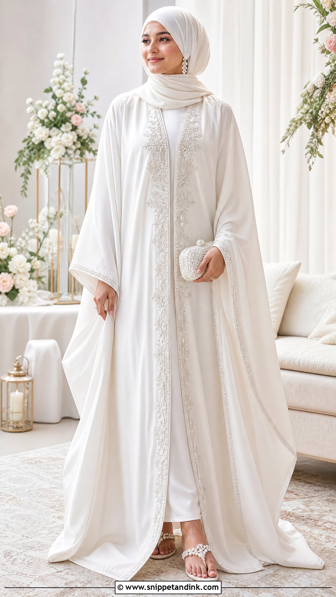 Simple White Nikkah Kaftan - Snippet and Ink - 20 Simple White Nikkah Dress Ideas