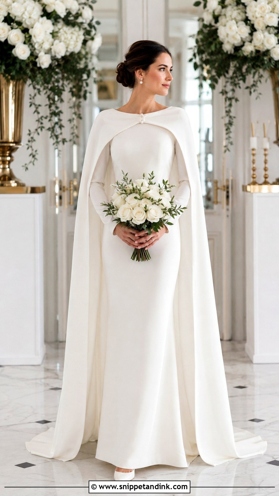 Simple Winter Wedding Dress With Cape - Snippet and Ink - 20 Simple Chic Wedding Dress Ideas