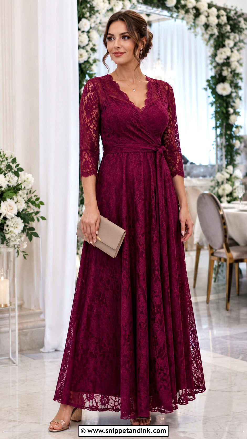 Simple Wrap Lace Gown - Snippet and Ink - 20 Simple Lace Gown Ideas