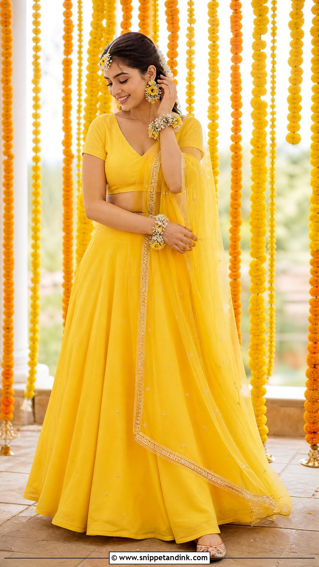 Simple Yellow Lehenga Haldi Outfit - Snippet and Ink - 25 Simple Haldi Outfit for Bride Ideas