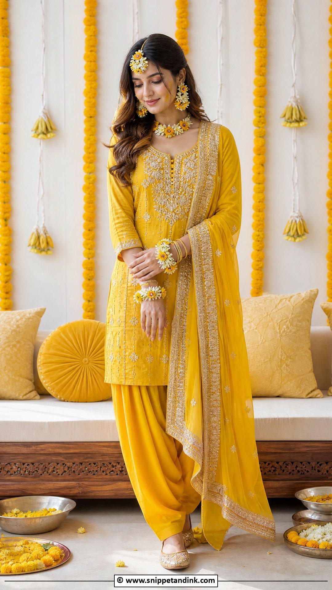 Simple Yellow Salwar Suit For Haldi Bride - Snippet and Ink - 35 Haldi Outfit for Bride Ideas