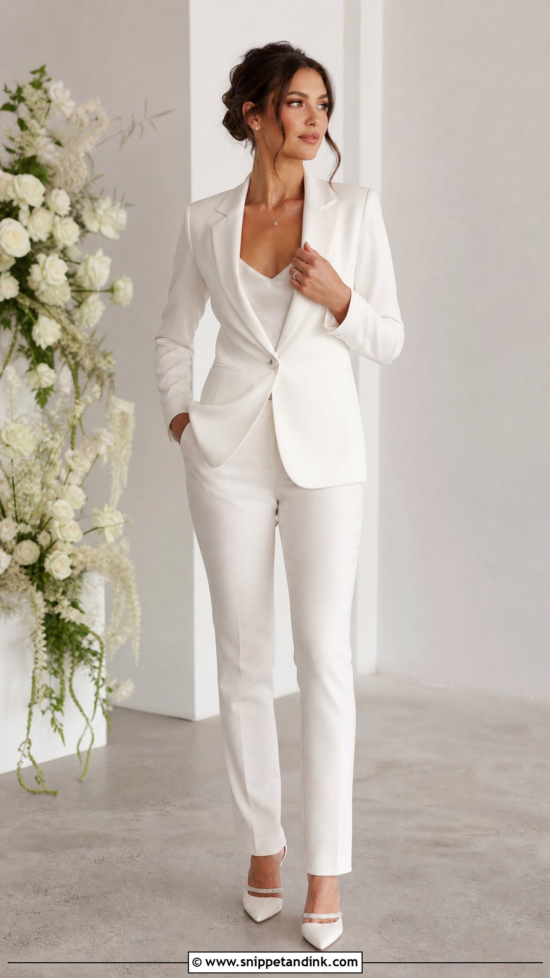Single Button Bridal Pantsuit - Snippet and Ink - 25 Bridal Pantsuit Brides Ideas