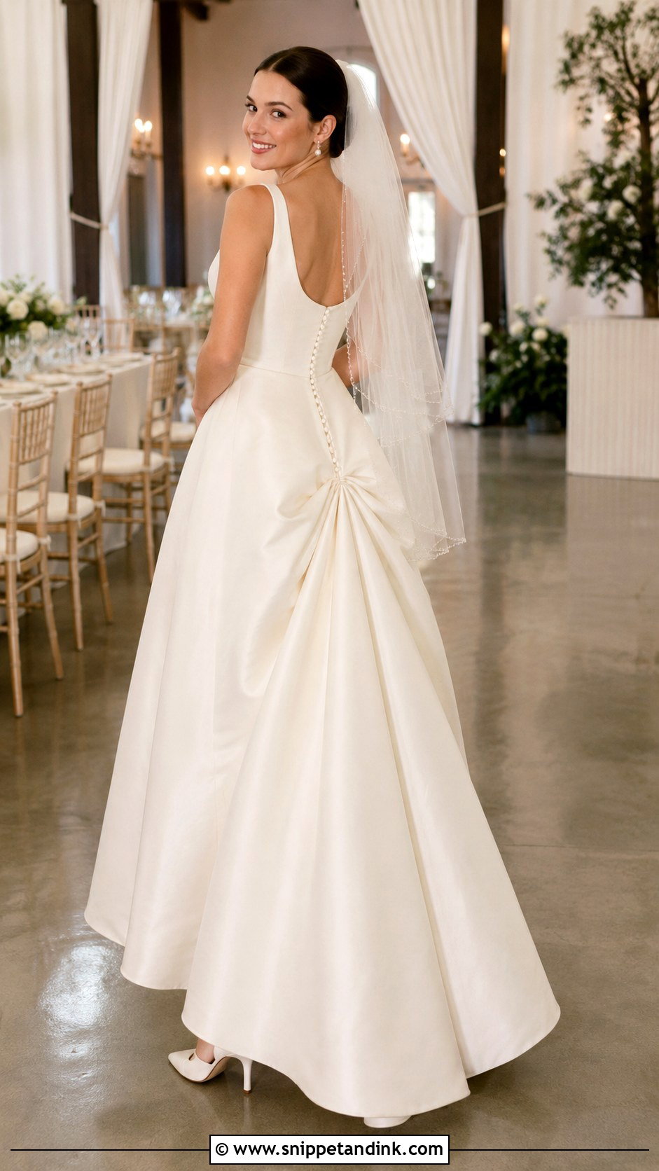 Single Point American Bustle for Simple Wedding Dress - Snippet and Ink - 20 Dress Bustle Ideas