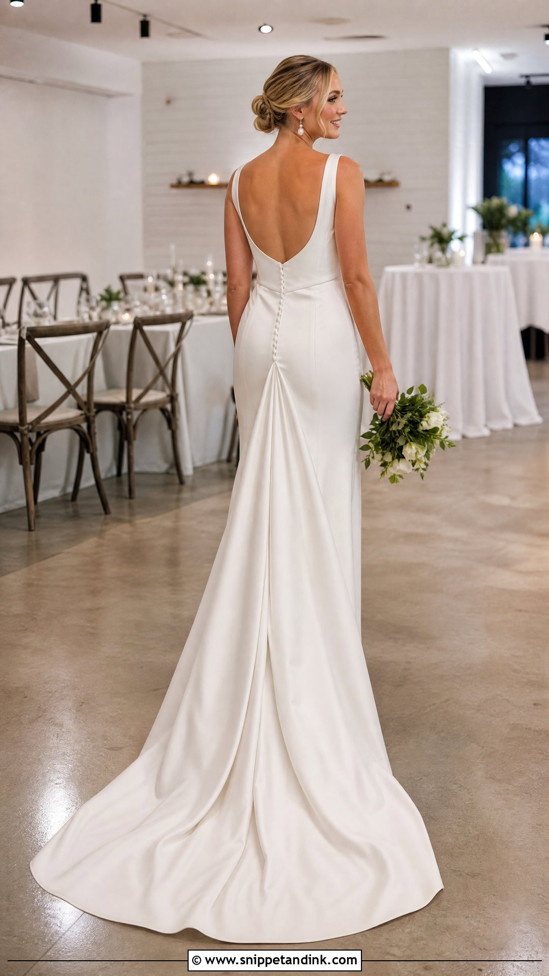 Single Point Bustle for a Sweep Train Wedding Dress - Snippet and Ink - 20 Wedding Dress Train Bustle Ideas
