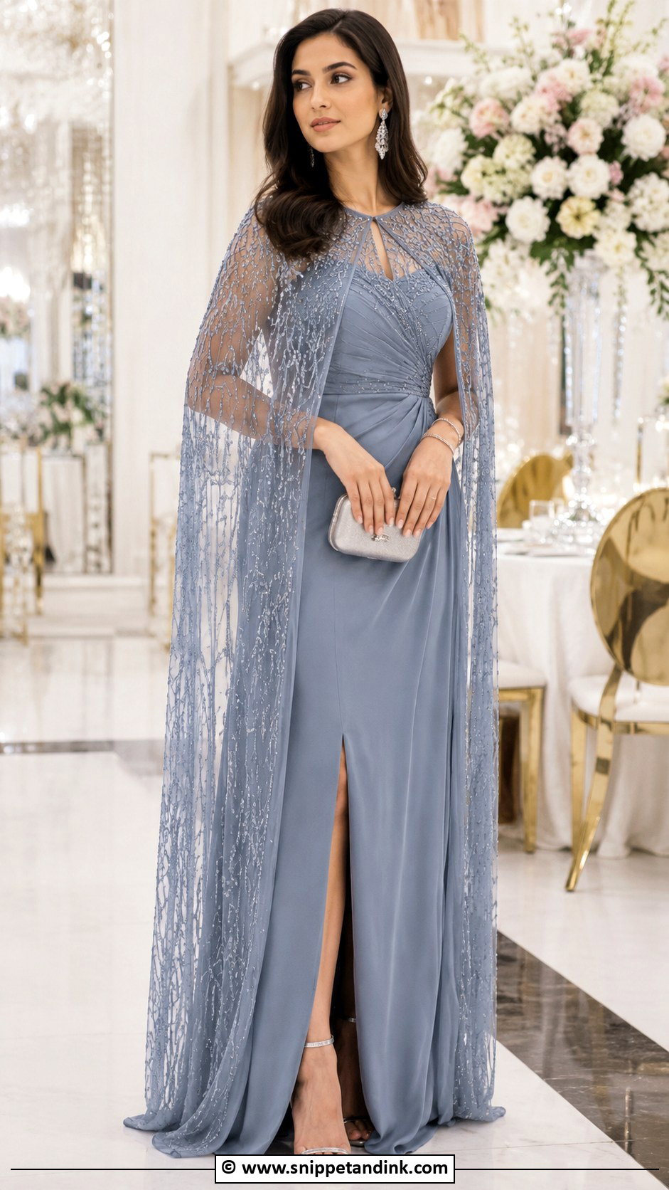 Sister Of Groom Cape Gown Outfit - Snippet and Ink - 30 Brothers Wedding Outfit for Sister Ideas