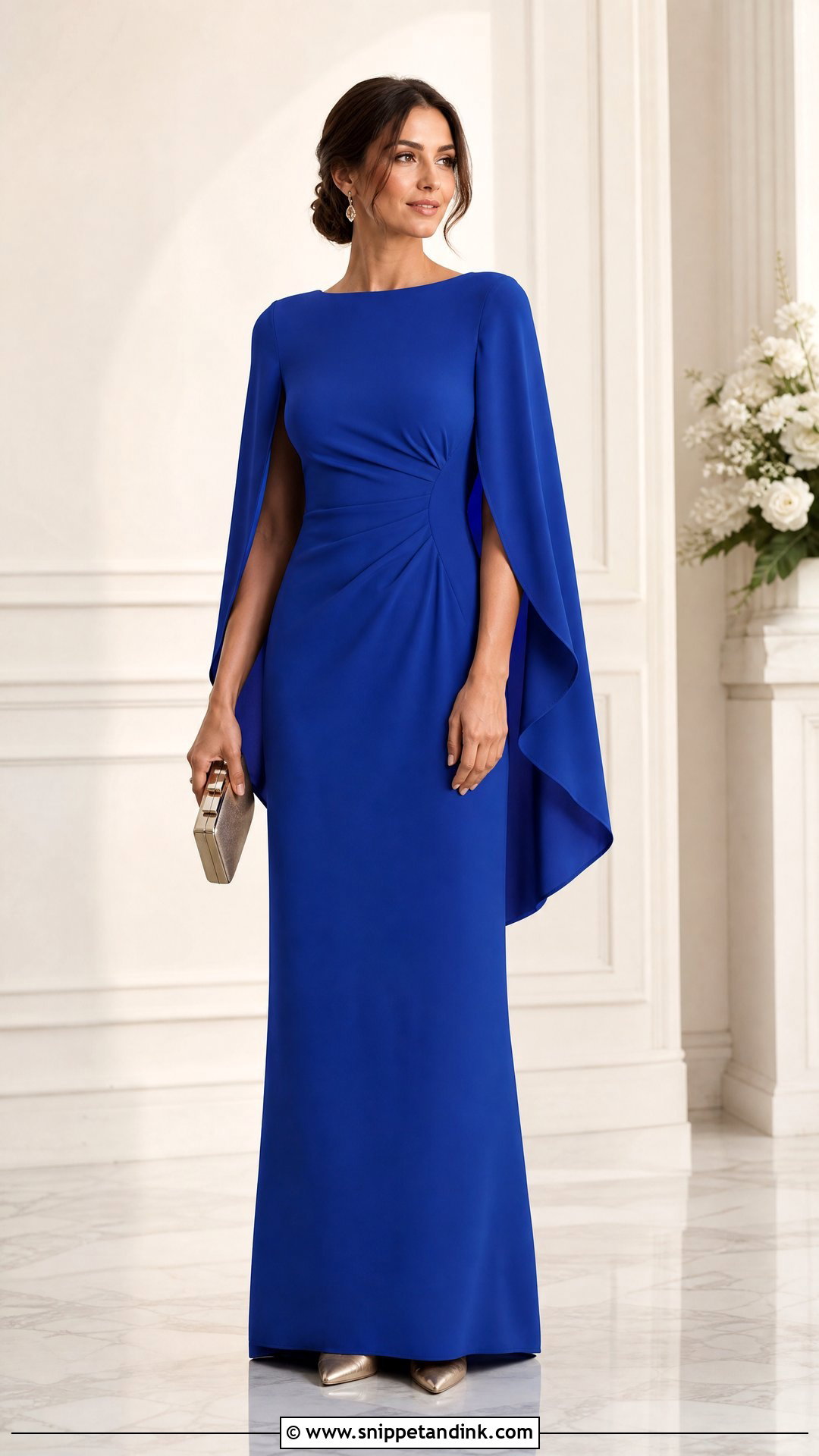 Sister Of The Bride Cape Sleeve Dress Outfit - Snippet and Ink - 20 Bride Sister Wedding Outfit Ideas