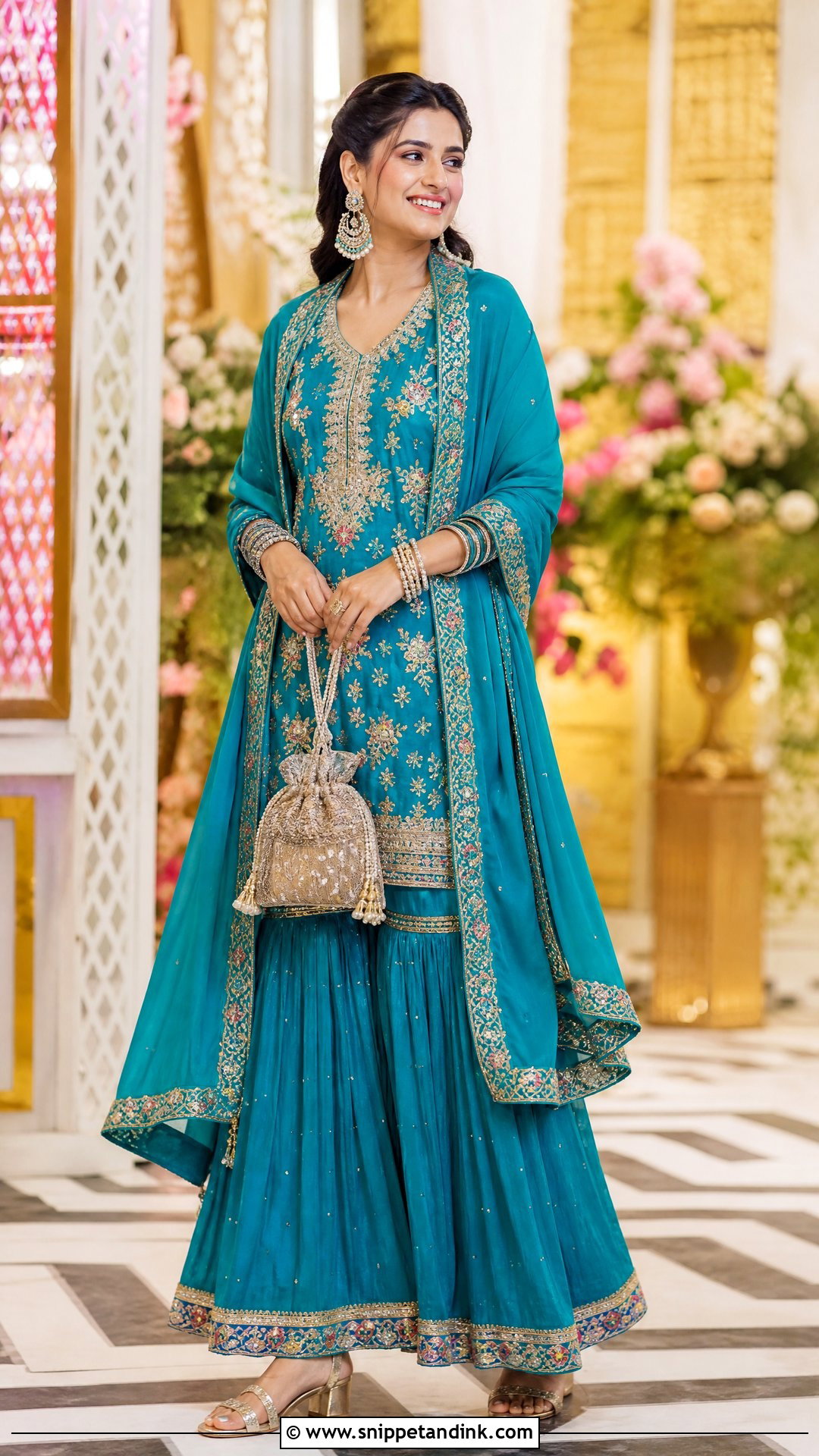 Sister Of The Bride Embroidered Sharara Outfit - Snippet and Ink - 20 Bride Sister Wedding Outfit Ideas