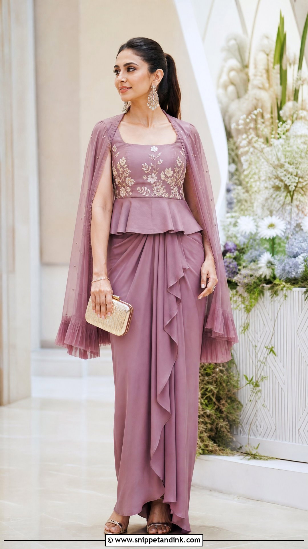 Sister Of The Bride Indo Western Draped Skirt Outfit - Snippet and Ink - 20 Bride Sister Wedding Outfit Ideas