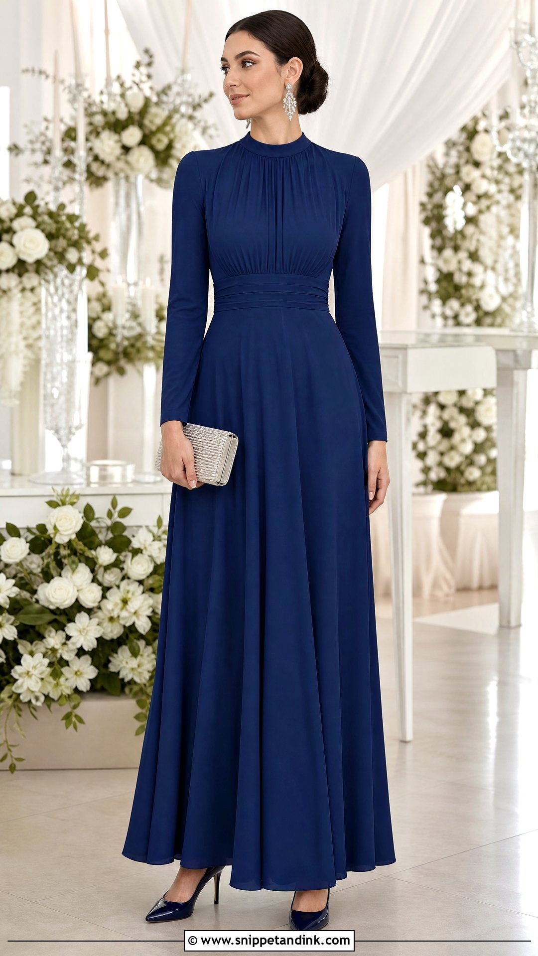 Sister Of The Bride Modest High Neck Gown - Snippet and Ink - 20 Bride Sister Wedding Outfit Ideas