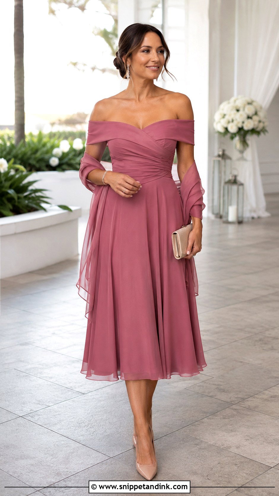 Sister Of The Bride Off Shoulder Dress - Snippet and Ink - 20 Brides Sister Dress Ideas