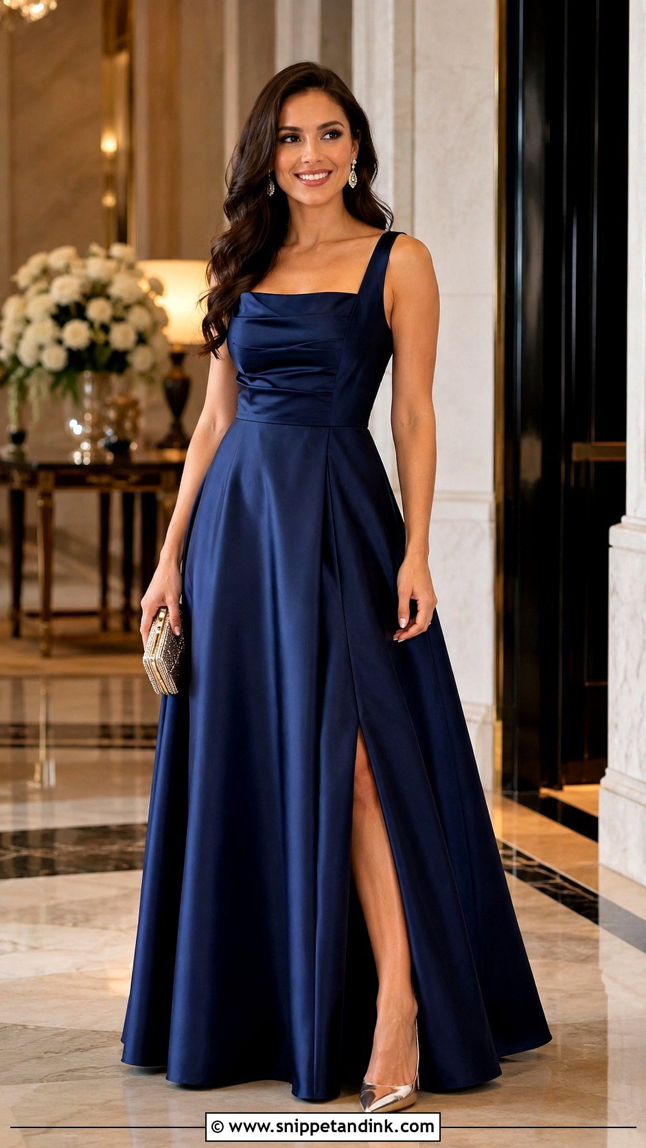 Sister Of The Bride Satin A Line Gown - Snippet and Ink - 20 Bride Sister Wedding Outfit Ideas